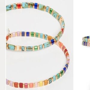 Shashi set of two beaded elastic multicolor bracelets